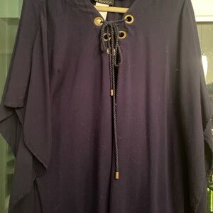 La Blanca Navy Lace-Up Caftan Cover-Up – Size Large